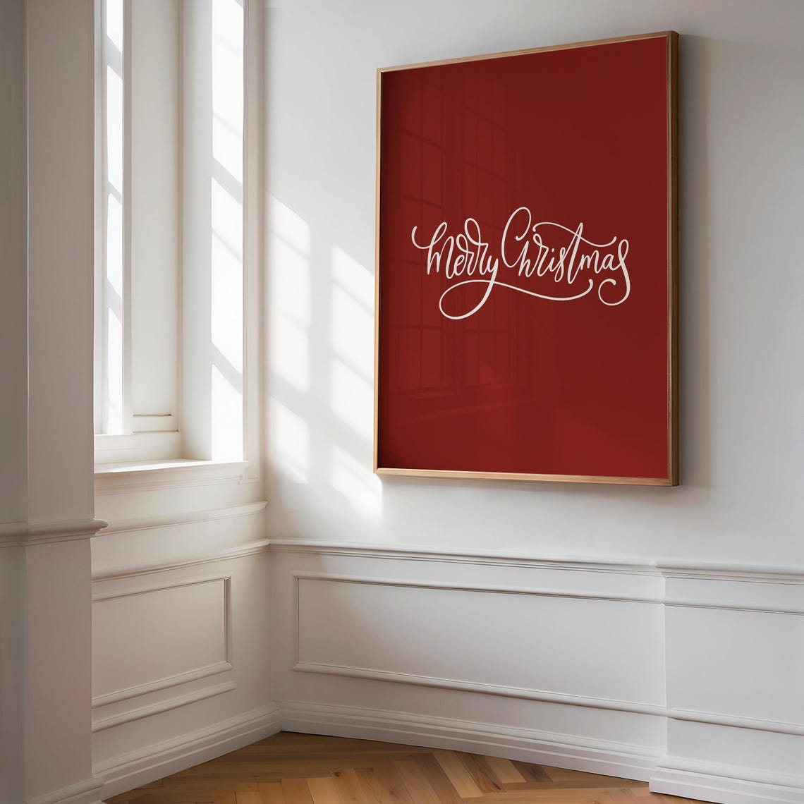 Merry Christmas White Script Deep Red Festive Holiday Poster - Image 2