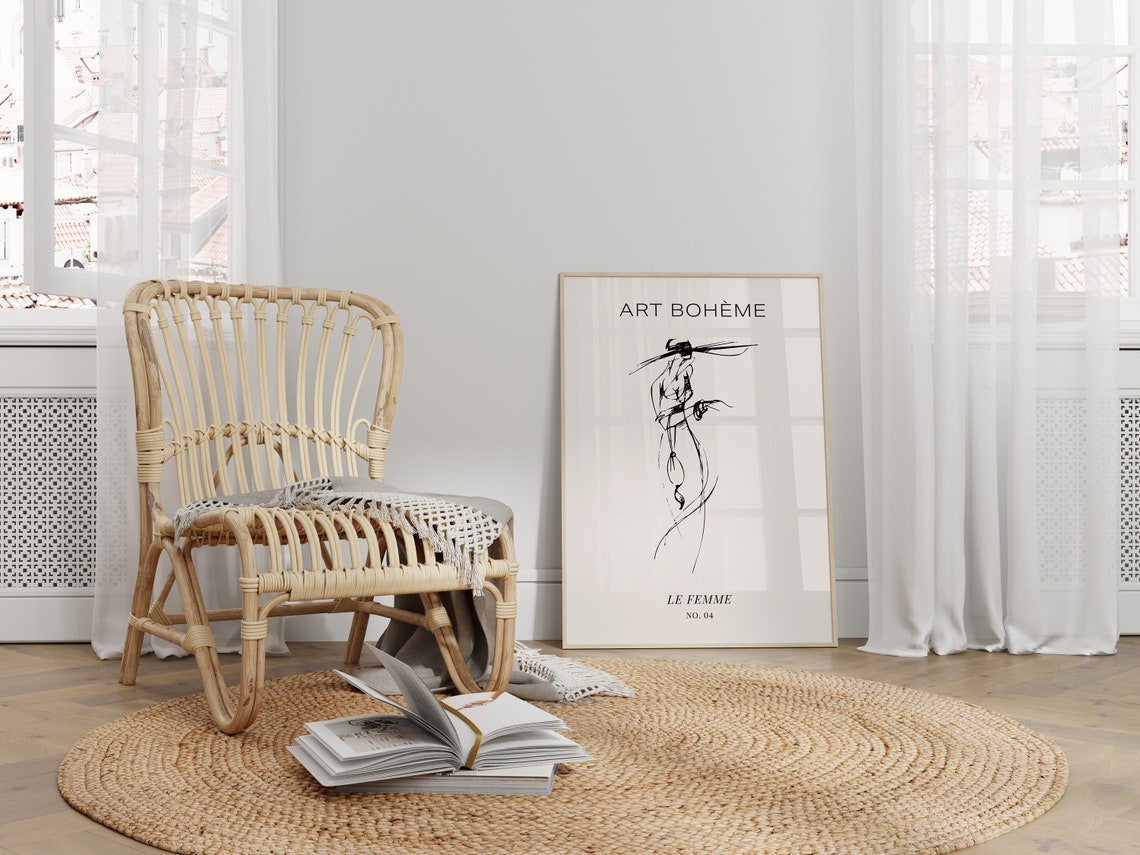 Art Boheme Le Femme Chic Fashion Sketch Woman Hat Neutral Print - Image 2