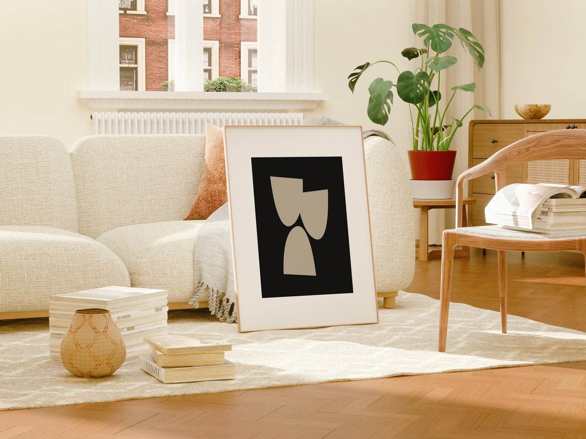 Neutral Black Beige Abstract Arch Shapes Modern Minimalist Print - Image 2