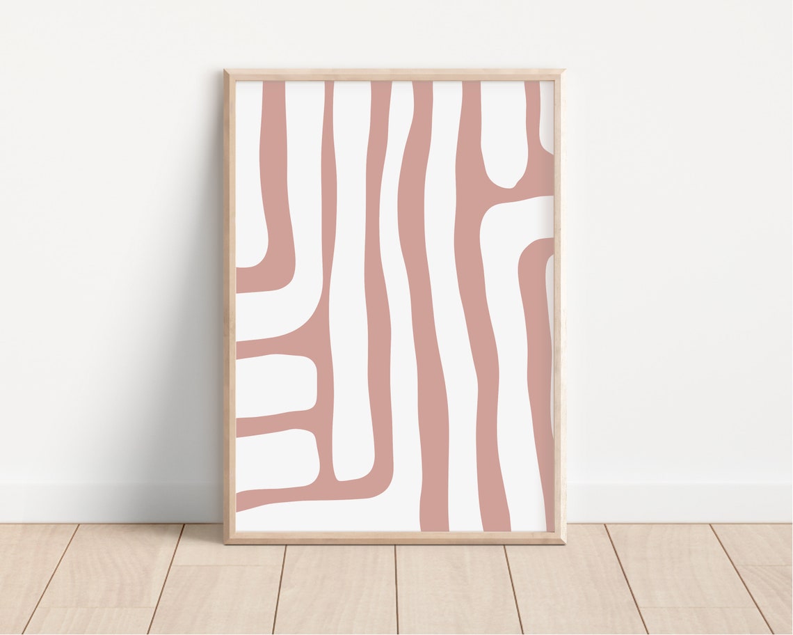 Dusty Pink Wavy Stripe Abstract Modern Minimalist Decor Poster