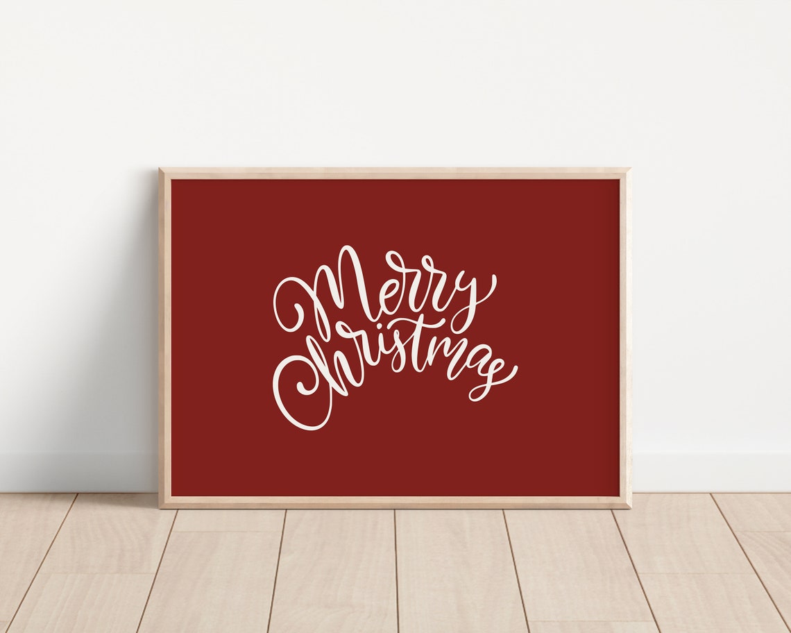 Merry Christmas Script Red Holiday Festive Wall Decor Poster - Image 2