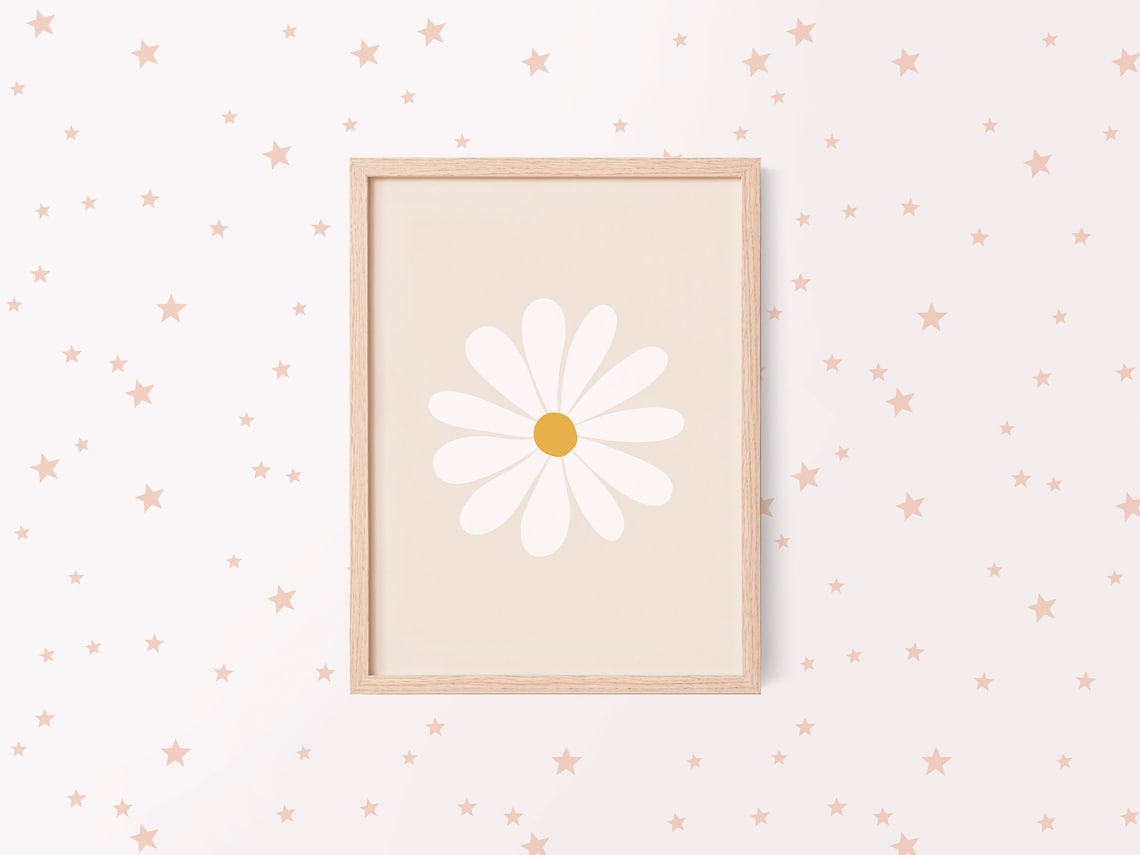 Daisy Wall Art, Boho Floral Nursery Art Print