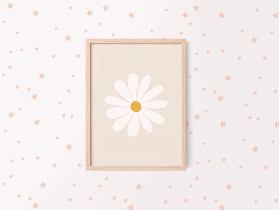Daisy Wall Art, Boho Floral Nursery Art Print