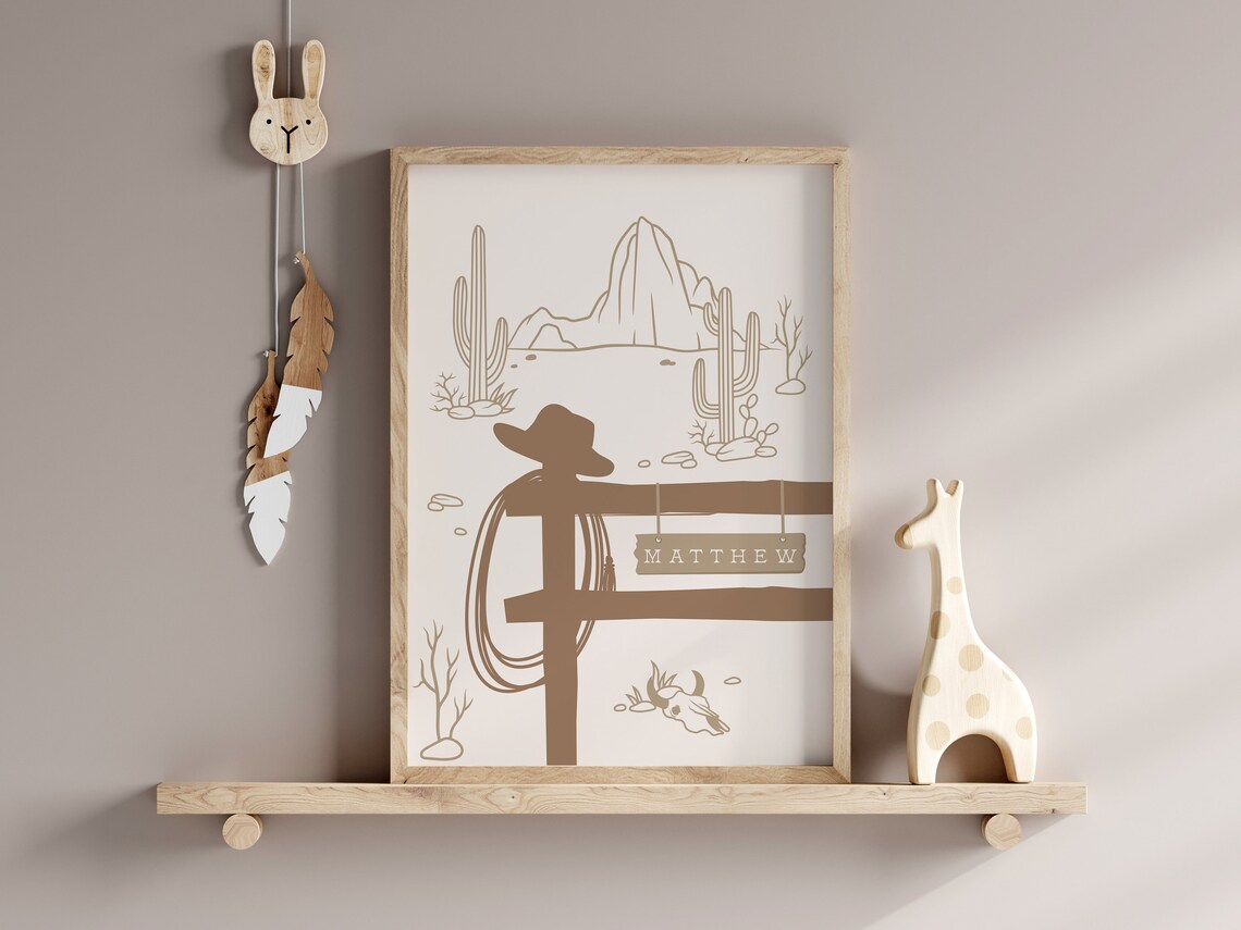 Cowboy Neutral Nursery Art Print, Western Decor - Image 3