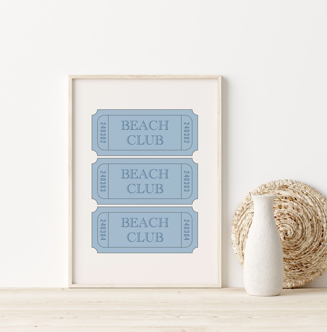 Beach Club Vintage Ticket Stub Light Blue Coastal Retro Decor Poster - Image 4
