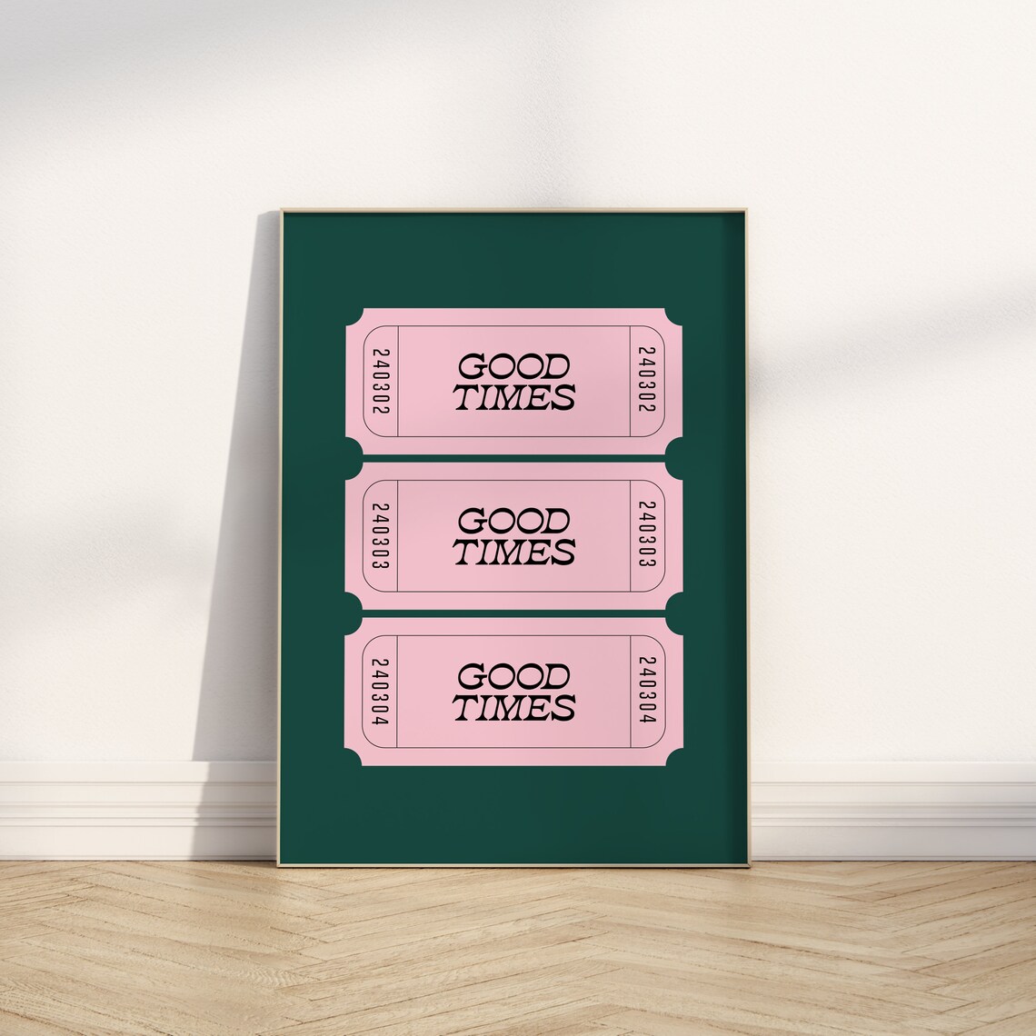 Good Times Pink Retro Ticket Stubs Green Trendy Wall Decor Poster - Image 3