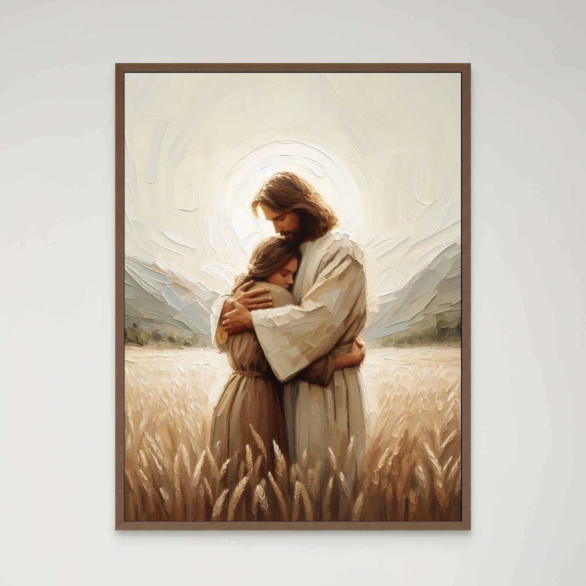 Divine Embrace Christian Painting Jesus Hugging A Woman Picture Of Jesus Art Lds Art Bible Wall Art Jesus And Girl Christian Prints