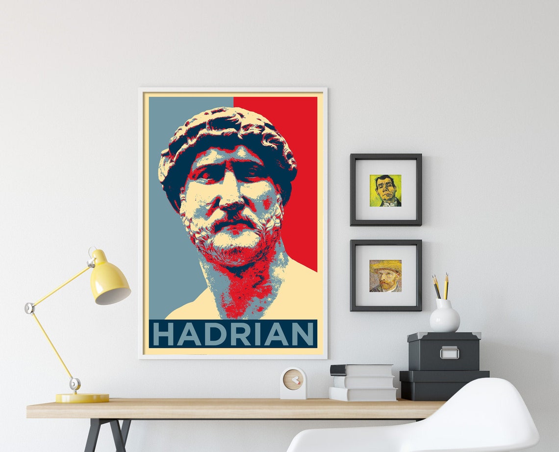Hadrian Roman Emperor Bust Pop Art Bold Color Graphic Style Poster - Image 4