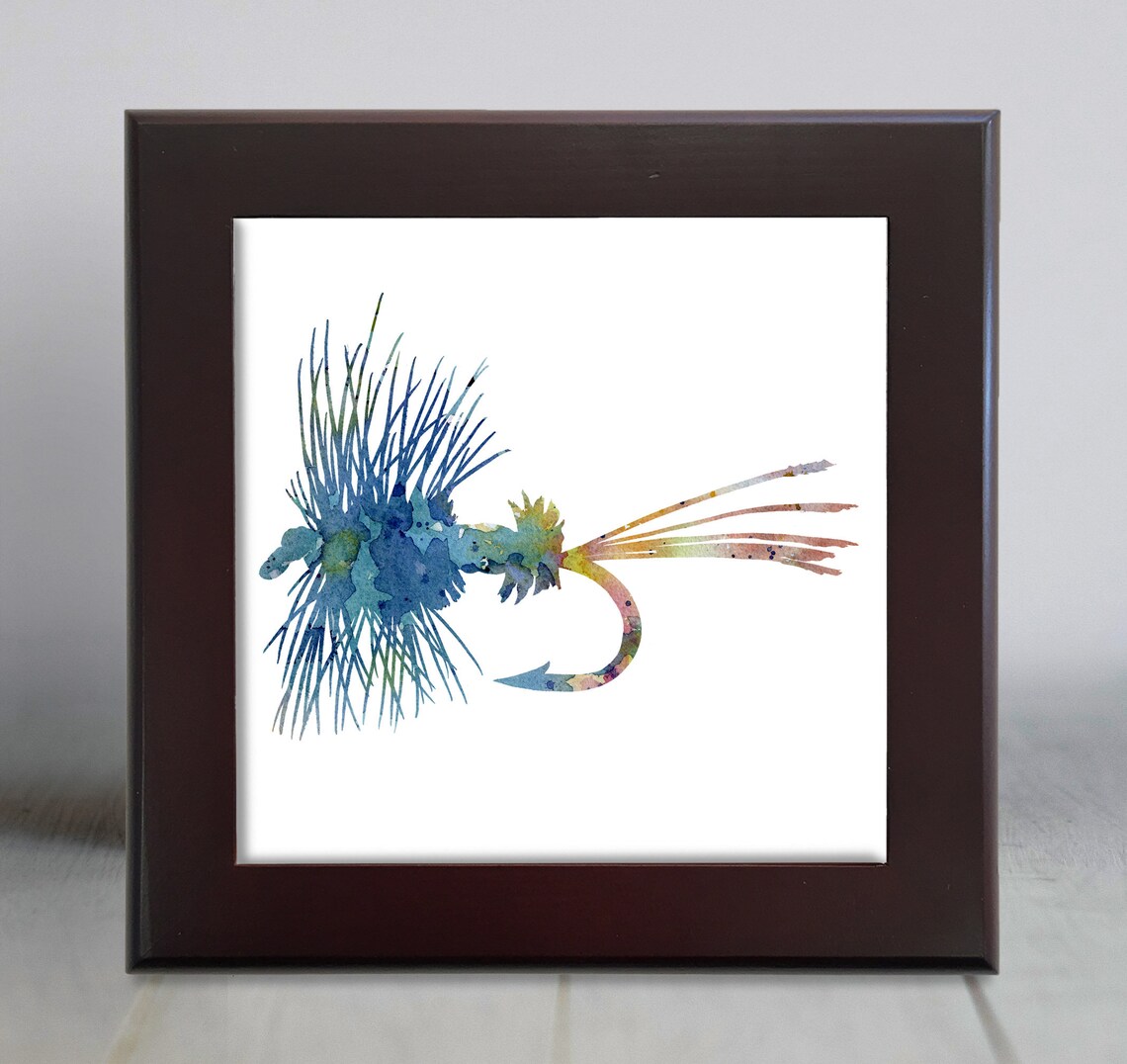 Blue Fly Fishing Lure Watercolor Angler Decorative Fishing Art Poster - Image 2