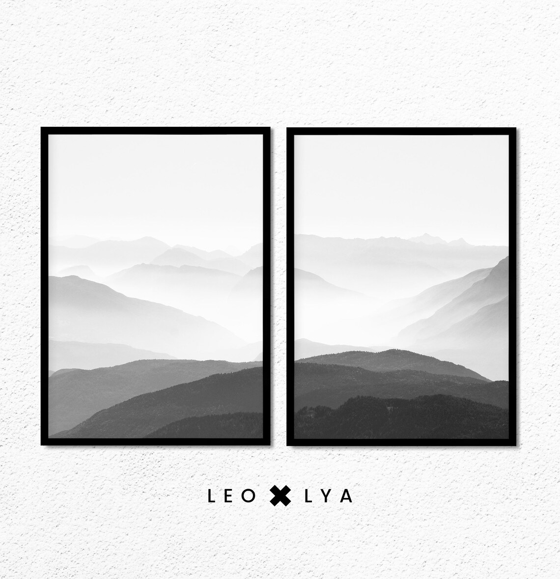 Mountain Print Set, Minimalist Black and White Landscape - Image 3