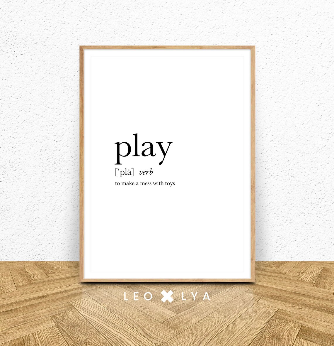 Play Definition Minimalist Poster, Dictionary Art