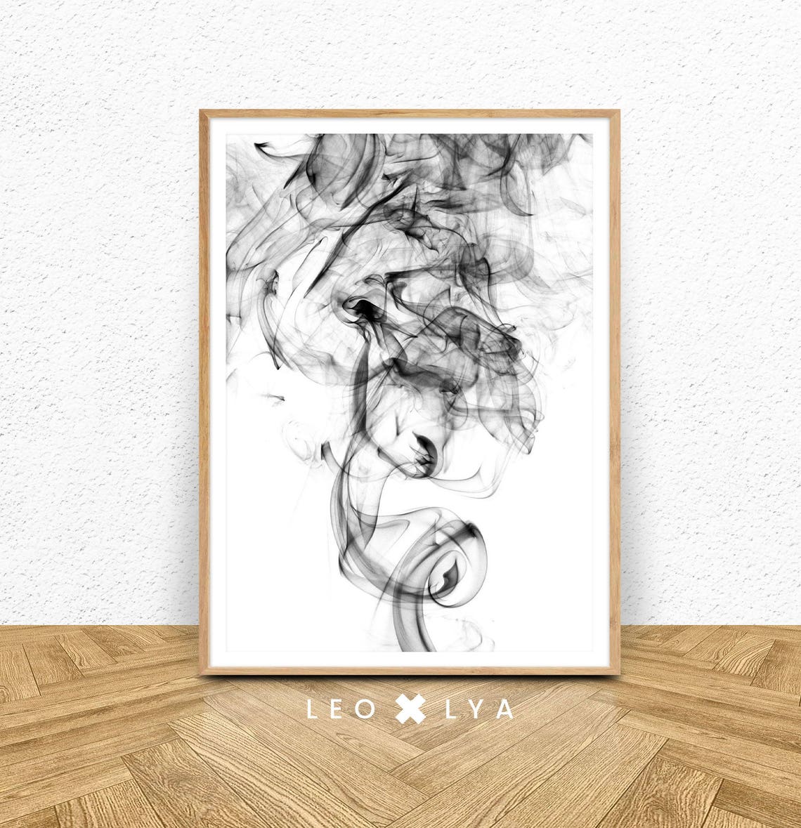 Black Smoke Swirls Abstract Monochrome Photography Poster Decor
