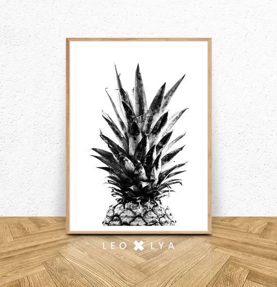 Pineapple Modern Minimalist Art Print, Black and White