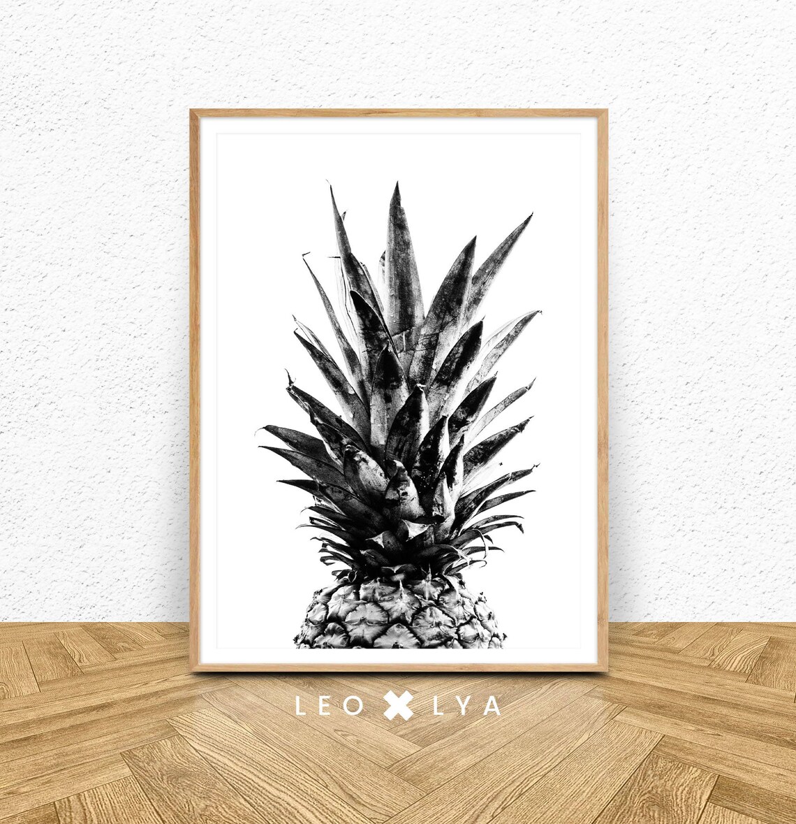 Pineapple Modern Minimalist Art Print, Black and White