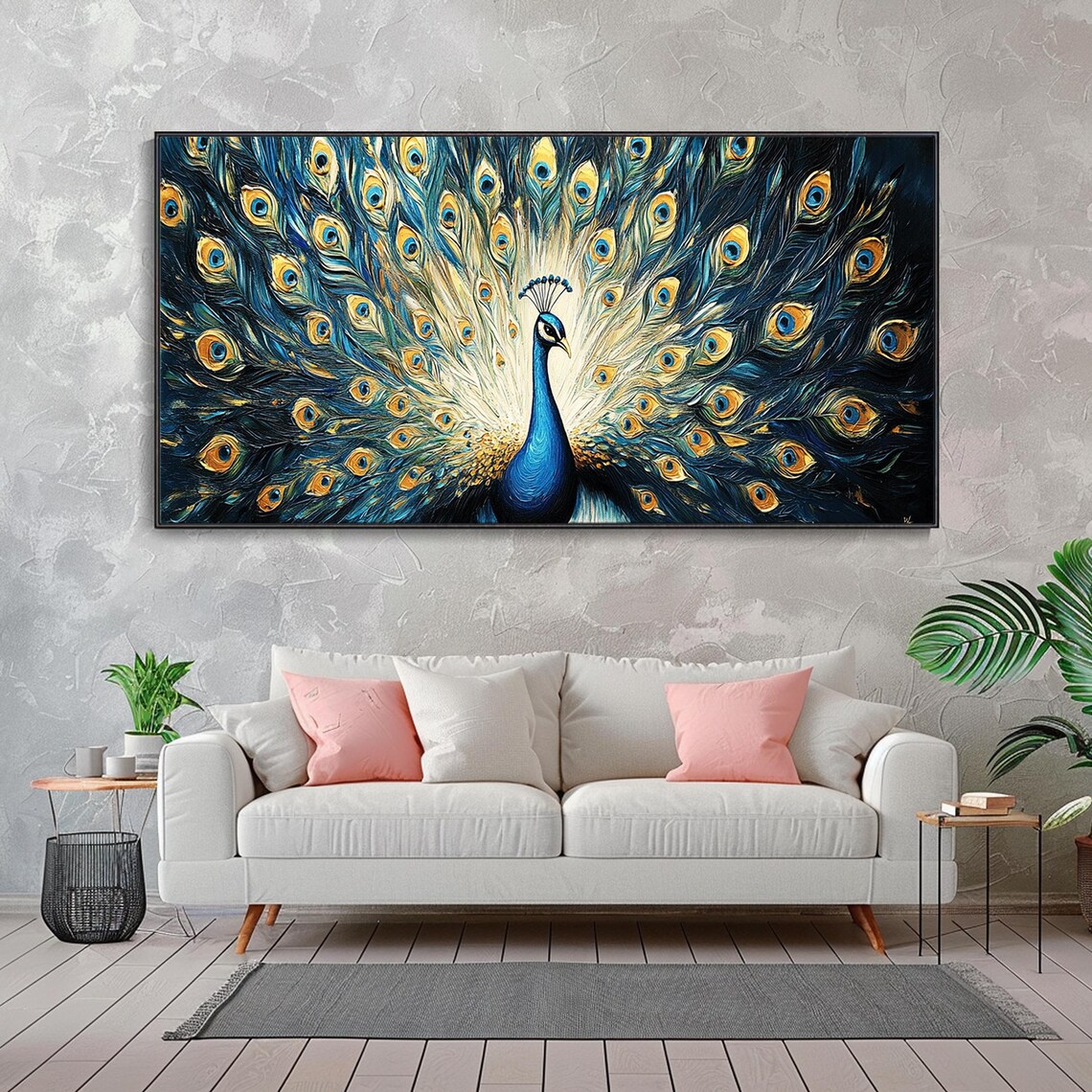 Peacock Oil Painting, Contemporary Wall Art Print - Image 5