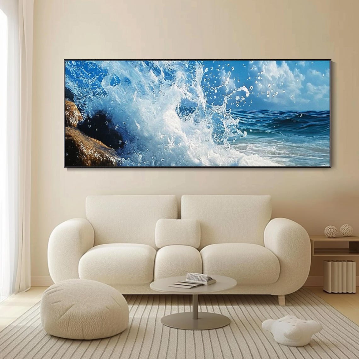 Crashing Ocean Wave Blue Water Splash Coastal Seascape Wall Art - Image 4