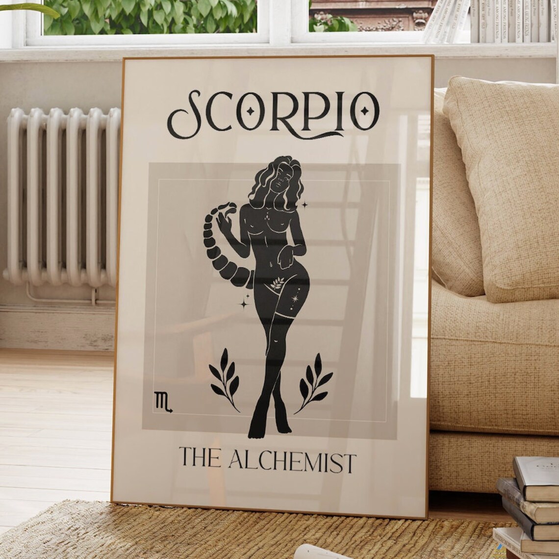 Scorpio Zodiac Goddess Art Print, Celestial Sign
