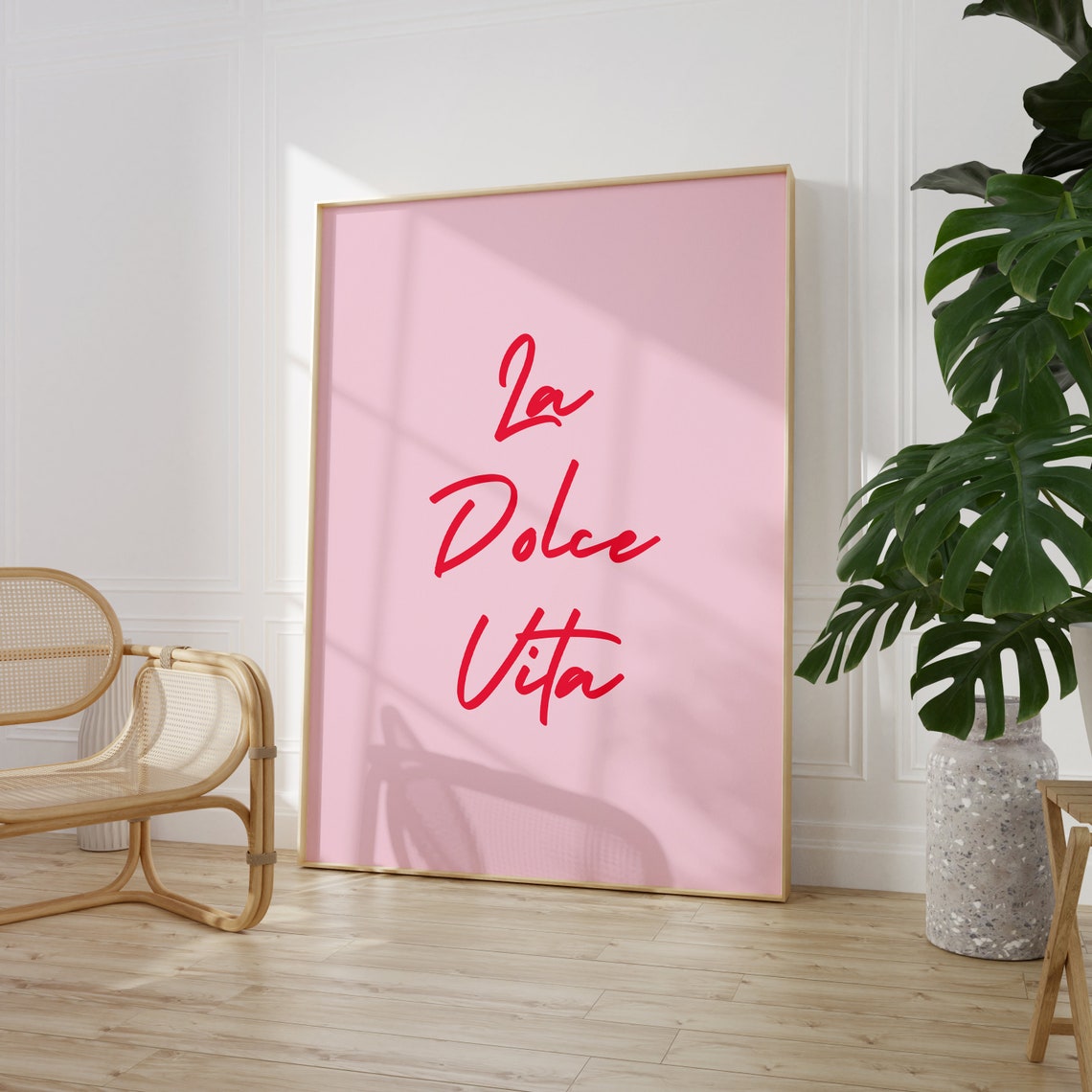 La Dolce Vita Red Handwritten Script Pink Italian Decor Poster - Image 2