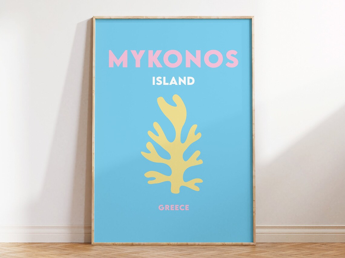 Mykonos Minimalist Travel Poster, Greece Print - Image 4