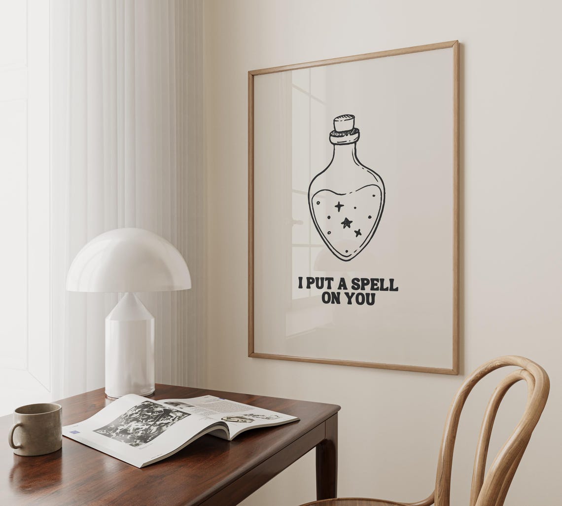I Put A Spell On You Witch Potion Bottle Black Cream Halloween Poster - Image 3