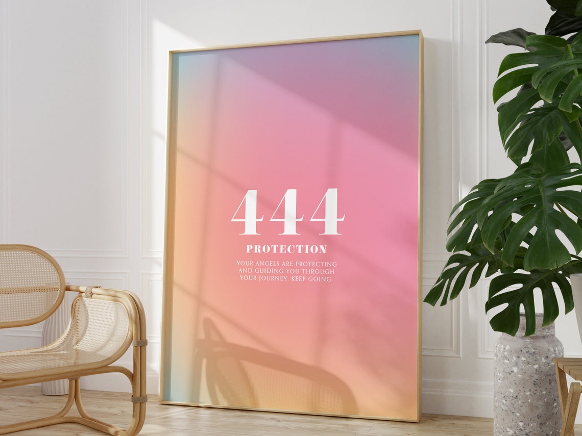 Angel Number 444 Protection Pastel Rainbow Gradient Aura Poster