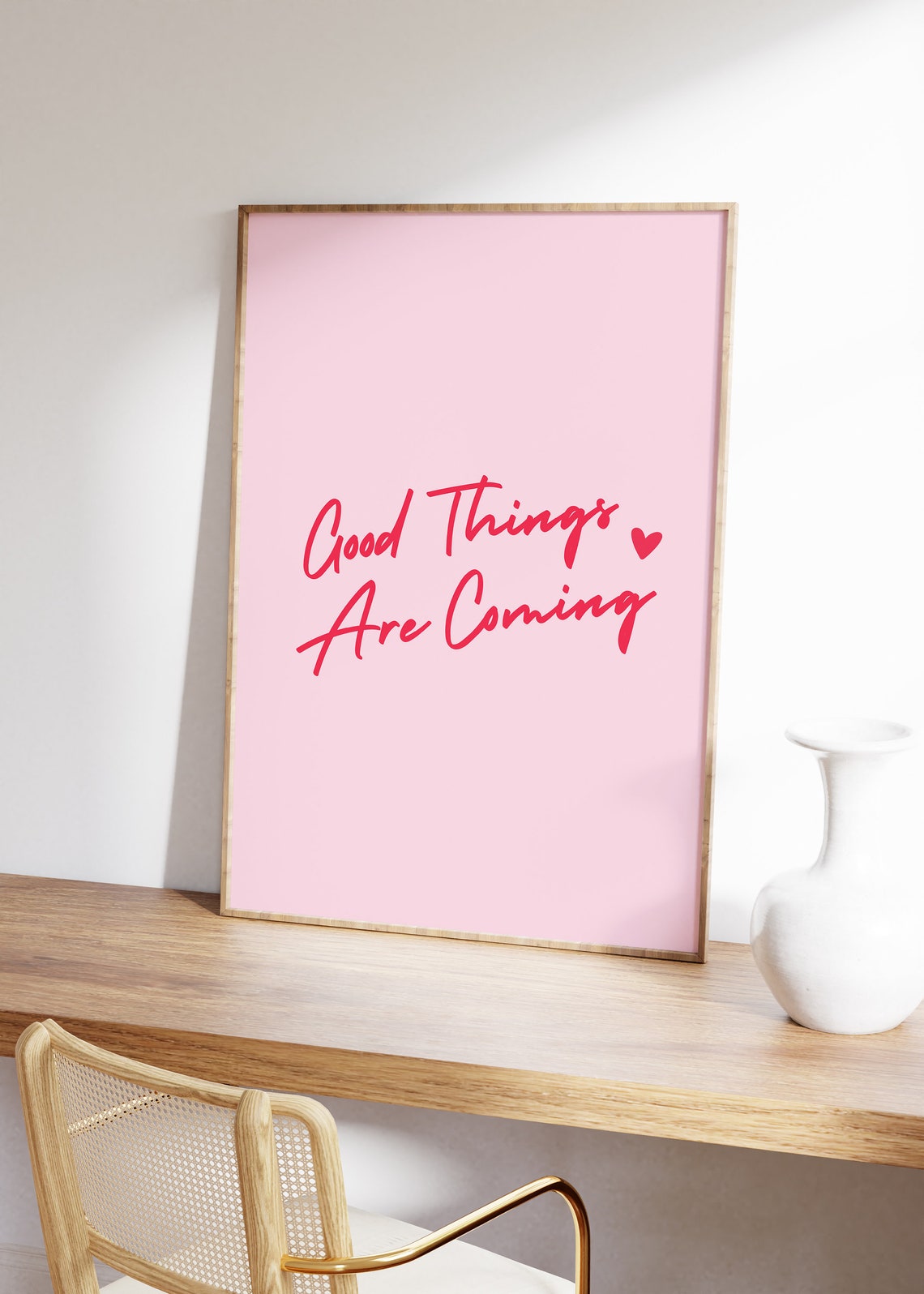 Good Things Are Coming Red Script Pink Motivational Wall Poster - Image 2
