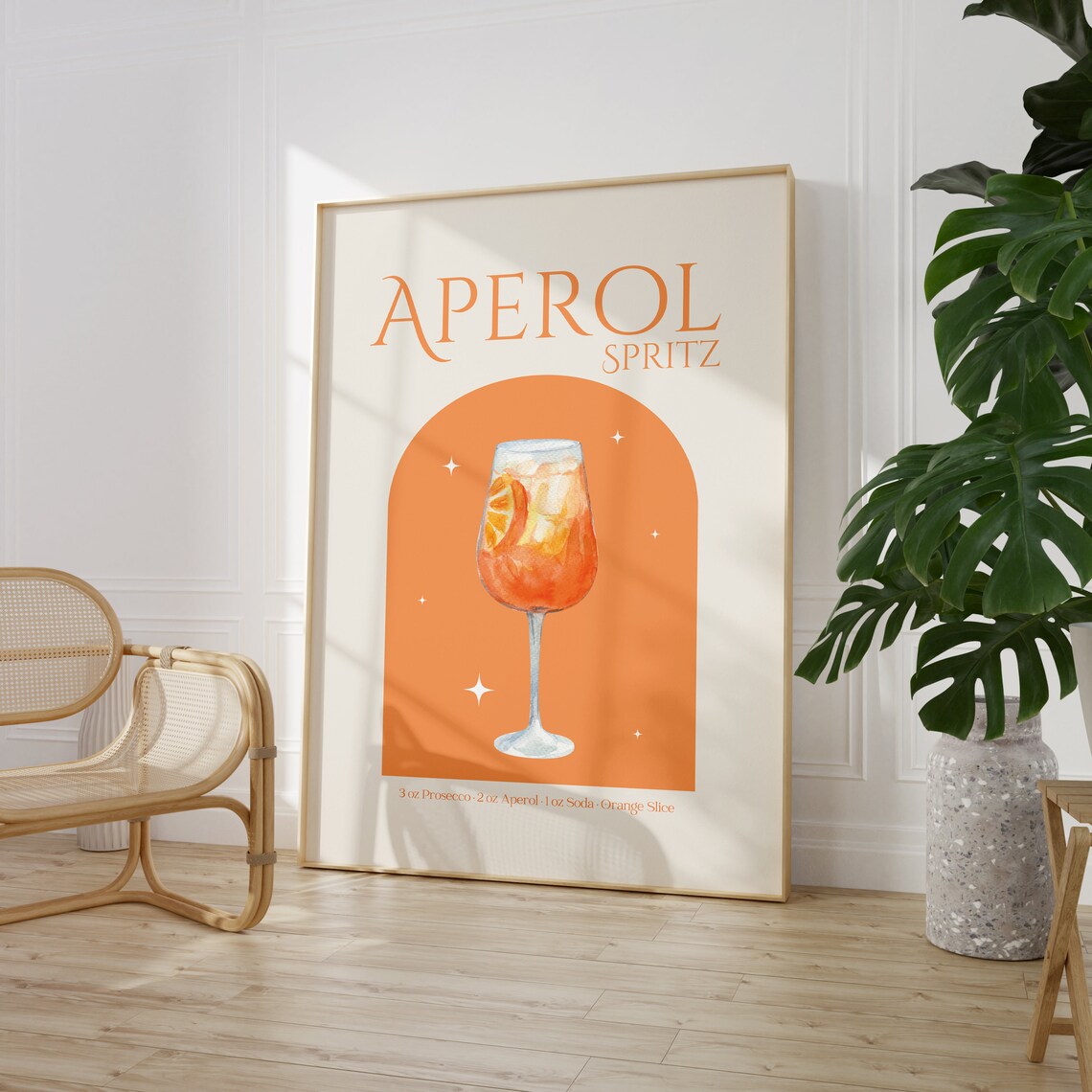 Aperol Spritz Cocktail Print, Trendy Kitchen Wall Art