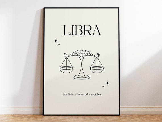 Libra Print Instant Poster Minimalist Libra Poster Libra Zodiac Wall Art Zodiac Poster Star Sign Print