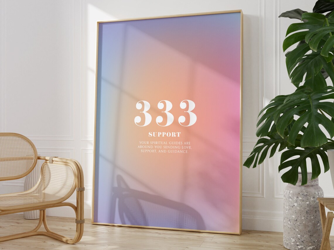 Angel Number 333 Aura Art Print, Gradient Poster - Image 3