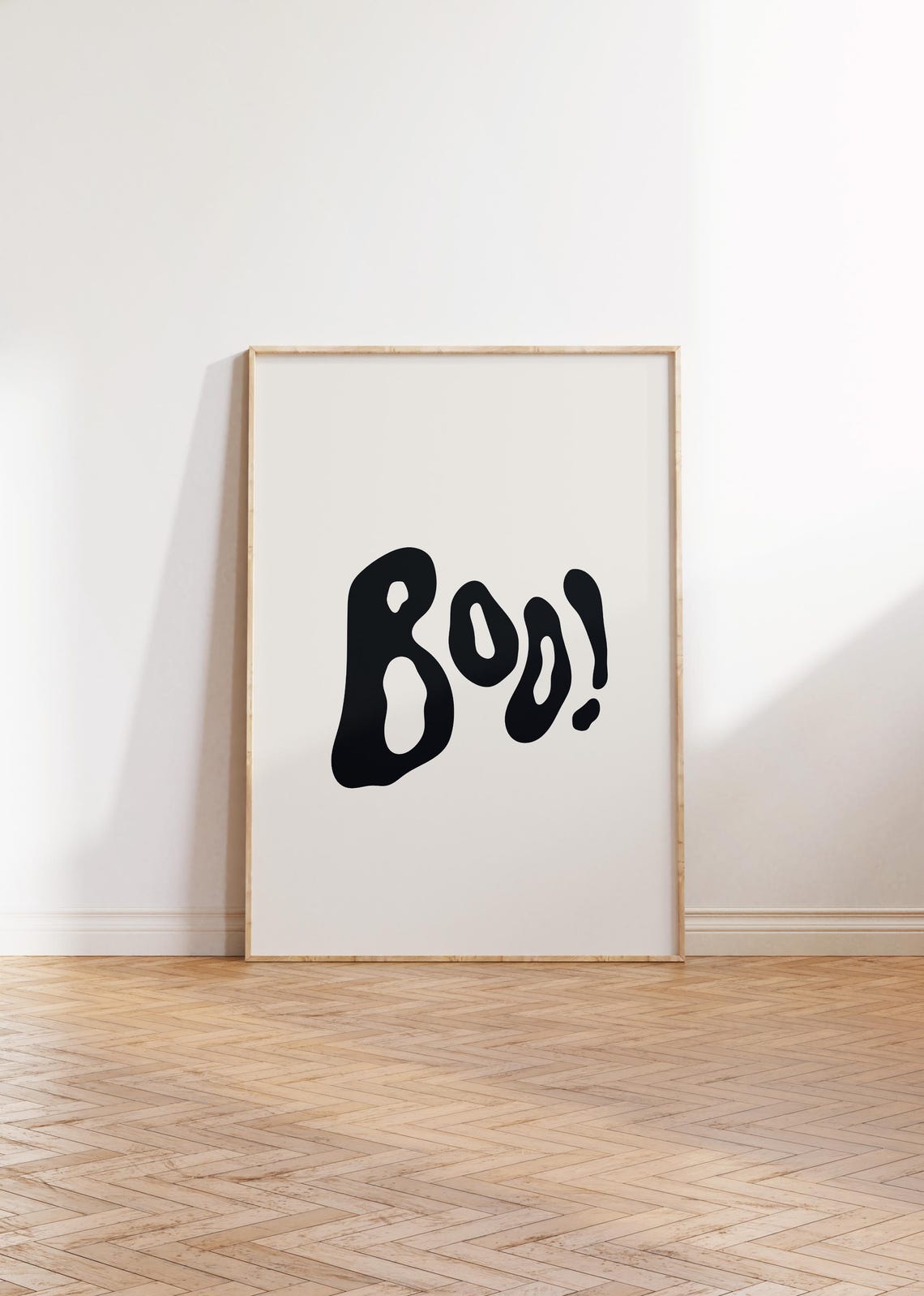 BOO Chunky Black Bubble Letters Cream Minimalist Halloween Fun Poster - Image 3