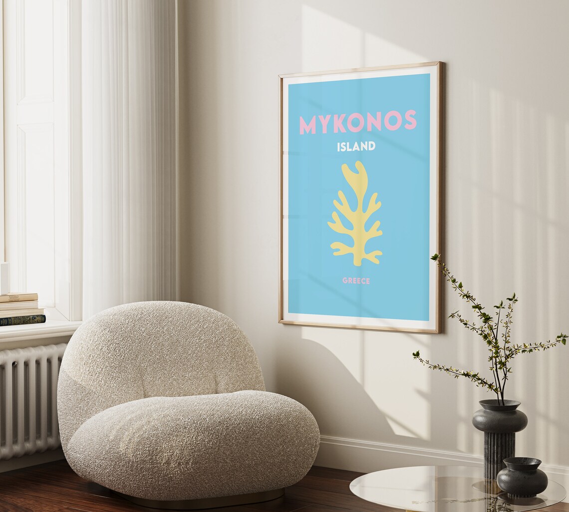 Mykonos Minimalist Travel Poster, Greece Print - Image 2