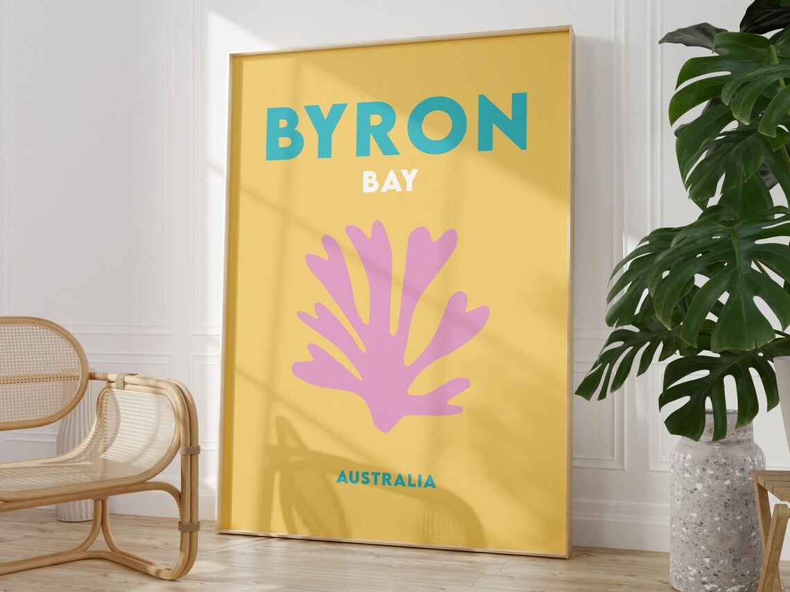 Byron Bay Minimalist Travel Poster, Beach Print