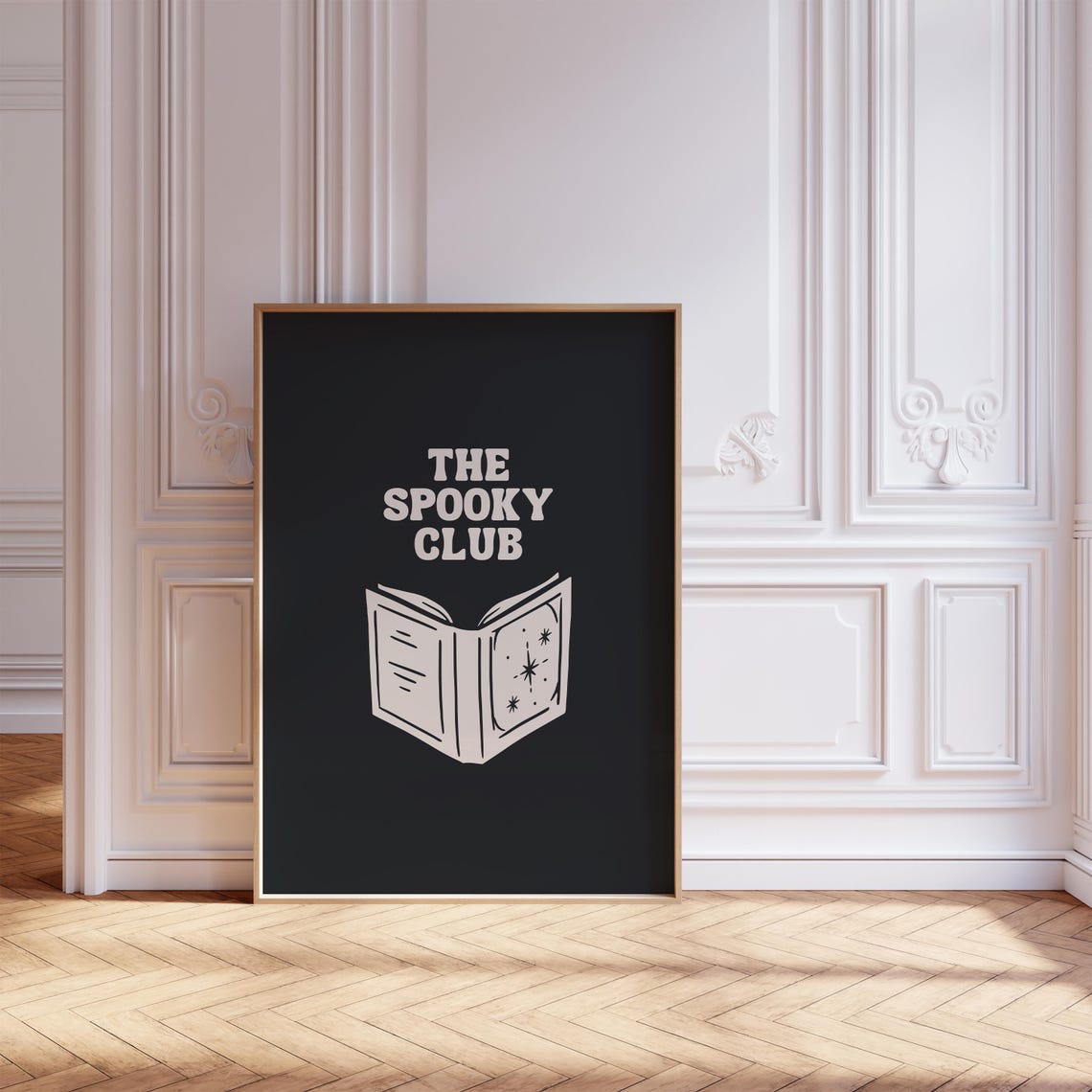 The Spooky Club Open Spell Book Cream On Black Witchy Magic Poster - Image 3
