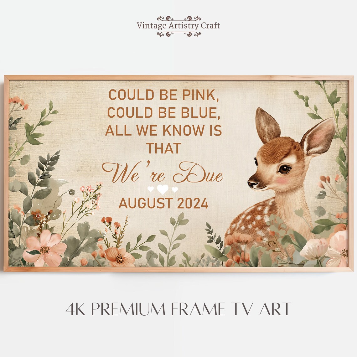 Woodland Deer Pregnancy Announcement Pink or Blue Gender Reveal Poster