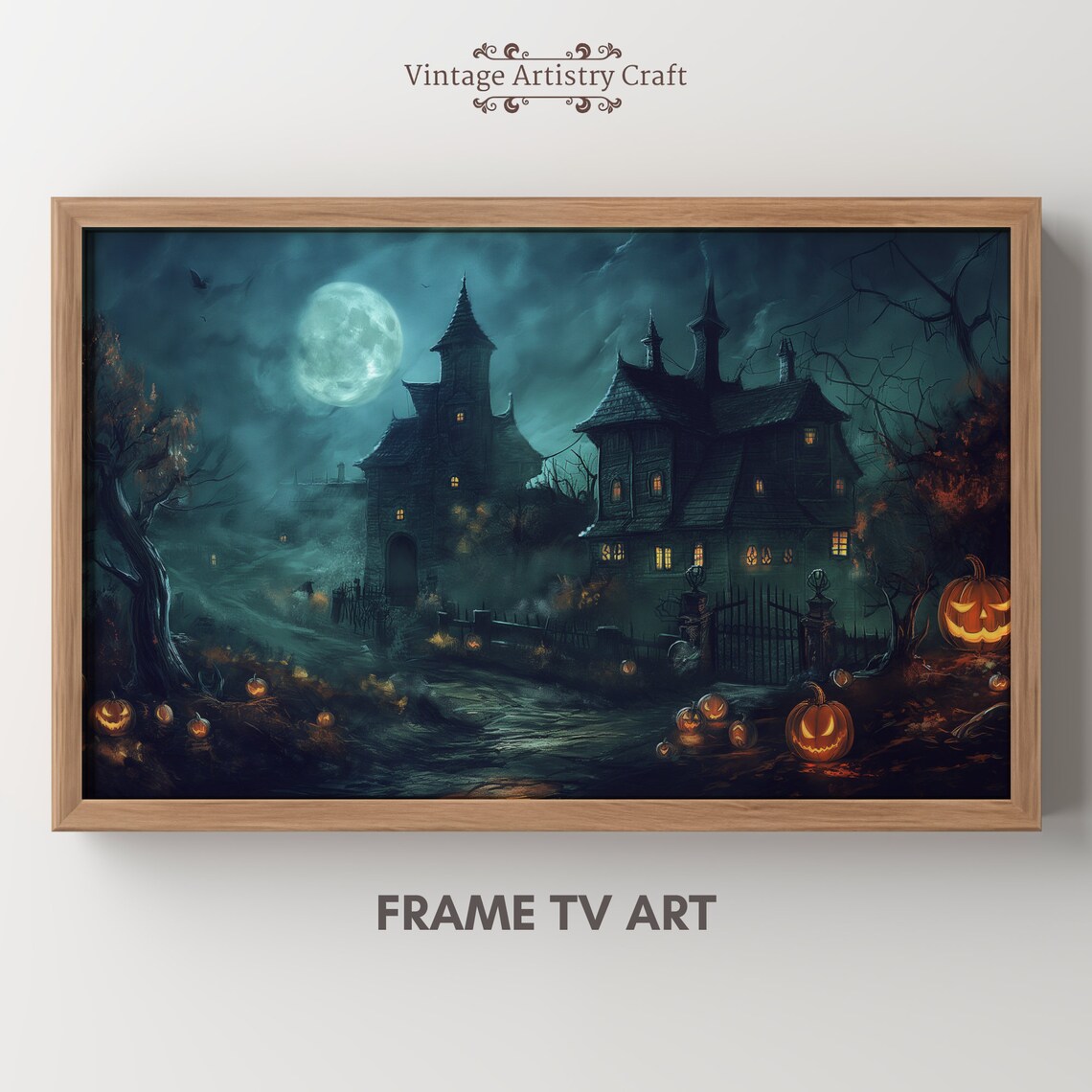 Halloween Vintage Gothic Haunted House Art Print