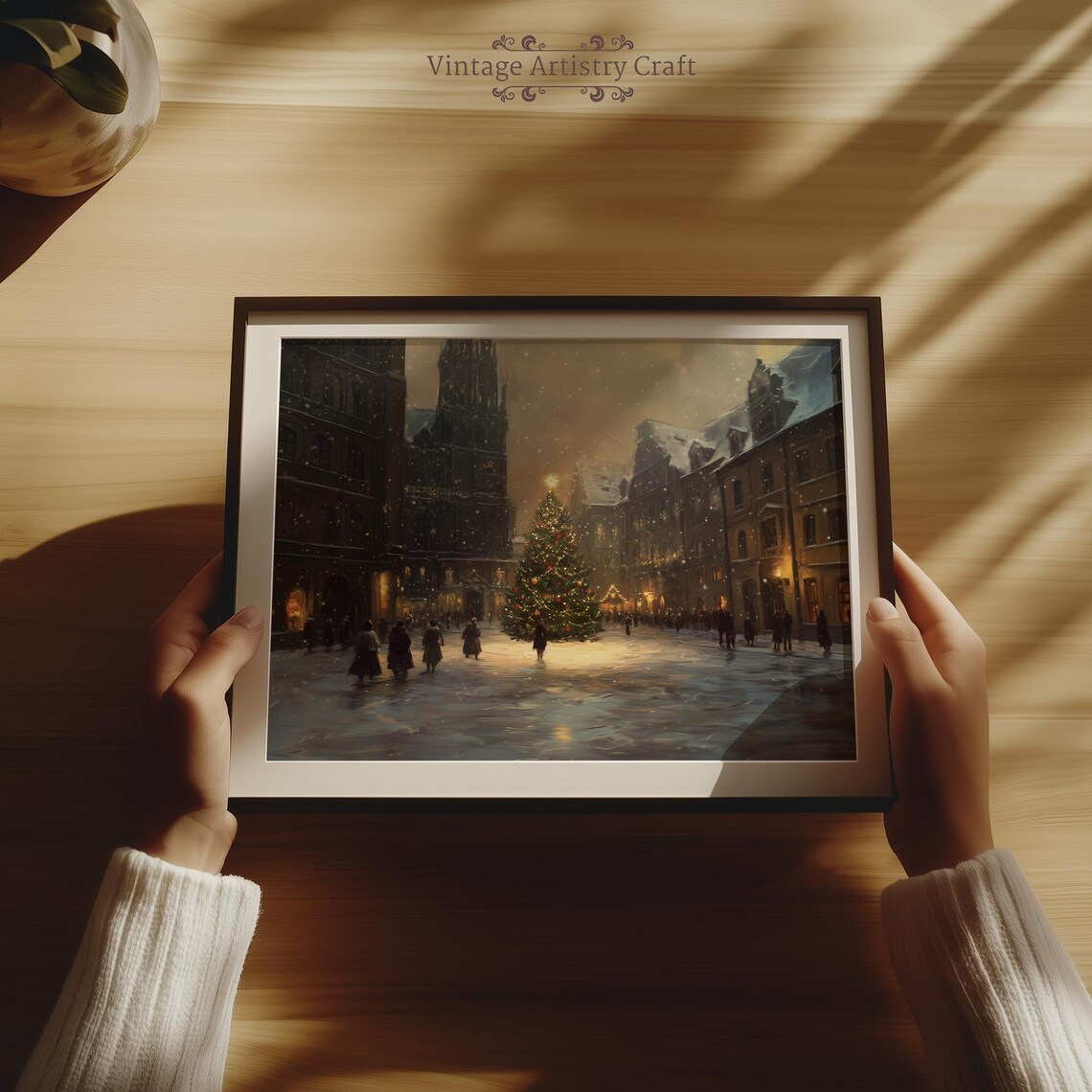 Christmas Tree Winter Street Town Vintage Art Print - Image 8