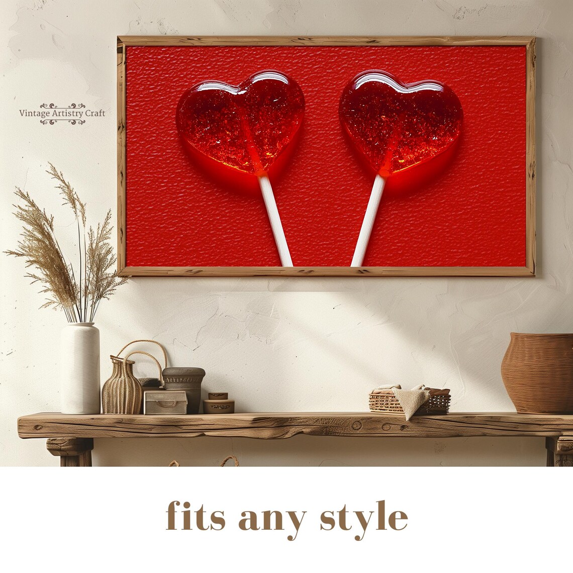 Glistening Red Heart Candy Lollipops Valentine Sweet Romance Poster - Image 8