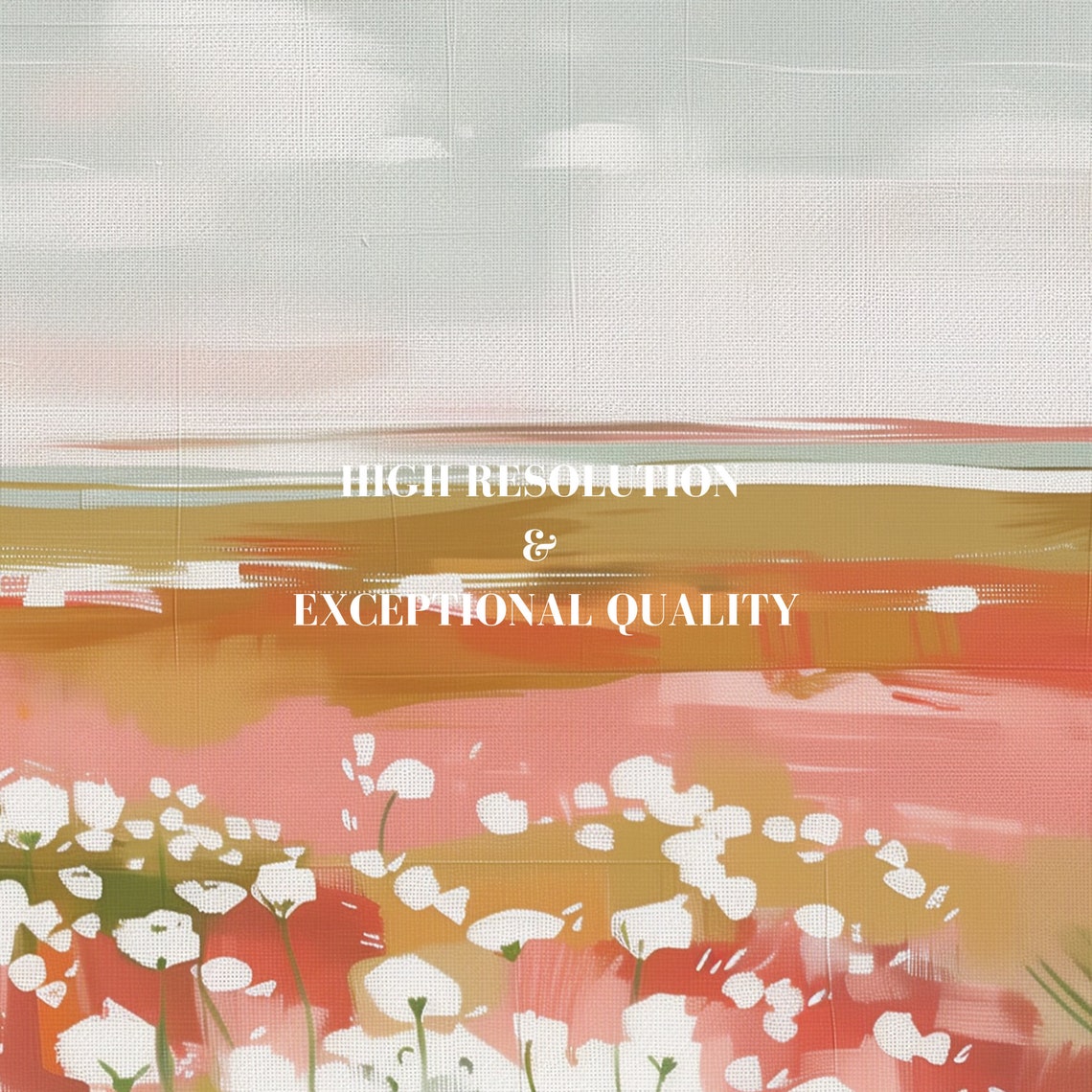 Pink Wildflower Meadow Abstract Textured Spring Landscape Wall Art - Image 6