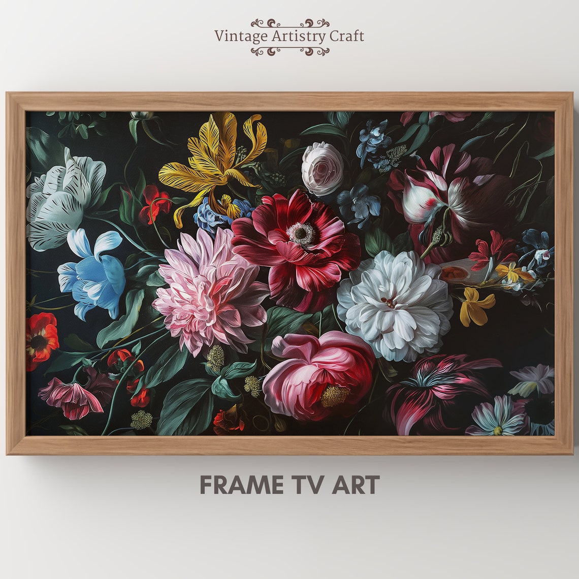 Dark Dutch Masters Floral Still Life Peonies Roses Black Poster - Image 4