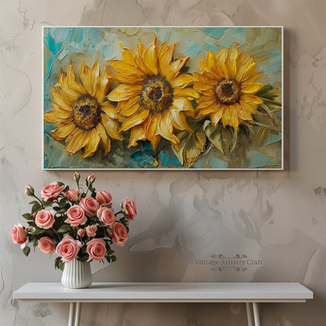 Bold Sunflowers Impasto Oil Painting Vibrant Summer Floral Poster - Image 8