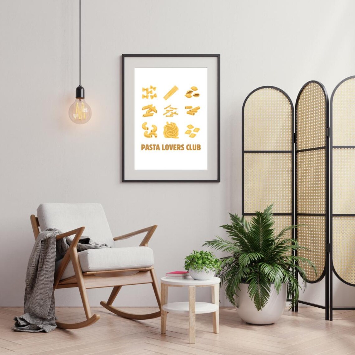 Pasta Lovers Club Poster, Italian Foodie Poster