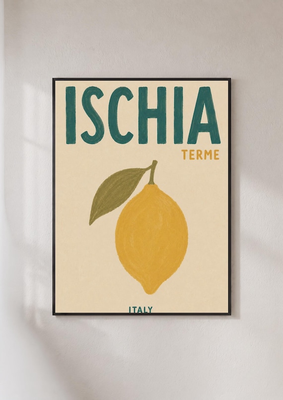 Ischia Terme Italy Vintage Travel Poster Lemon Citrus Fruit Art