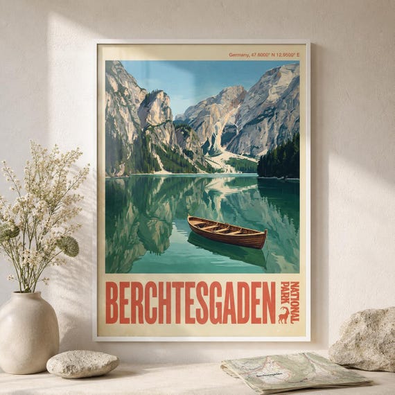 Berchtesgaden National Park Print Vintage Germany Travel Poster