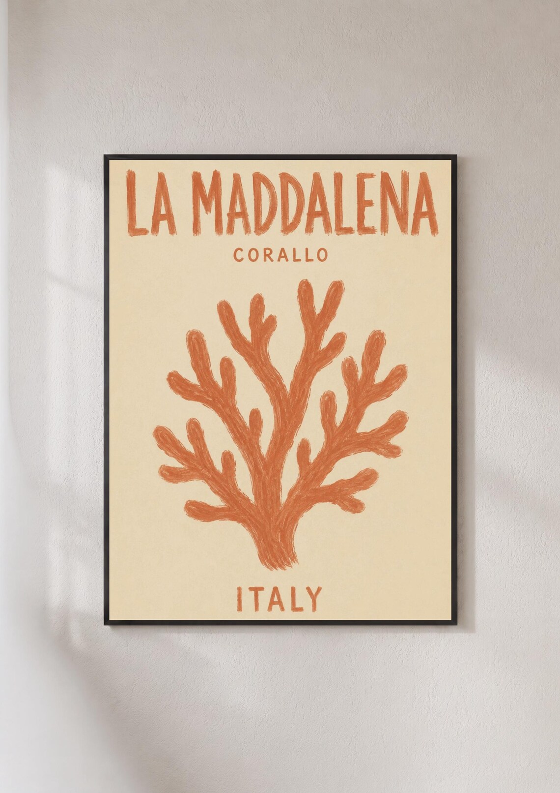 La Maddalena Corallo Italy Travel Poster Terracotta Coastal Decor Art