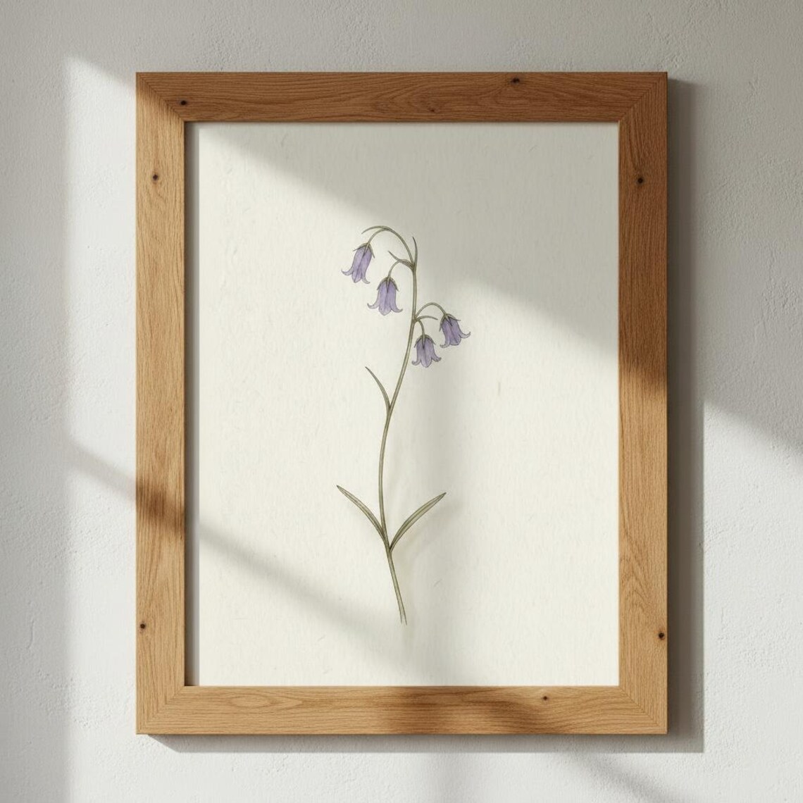 Bluebell Botanical Poster Purple Wildflower Minimal Woodland Wall Decor