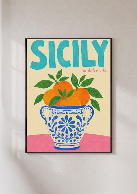 Sicily La Dolce Vita Italian Citrus Pot Colorful Sunlit Poster