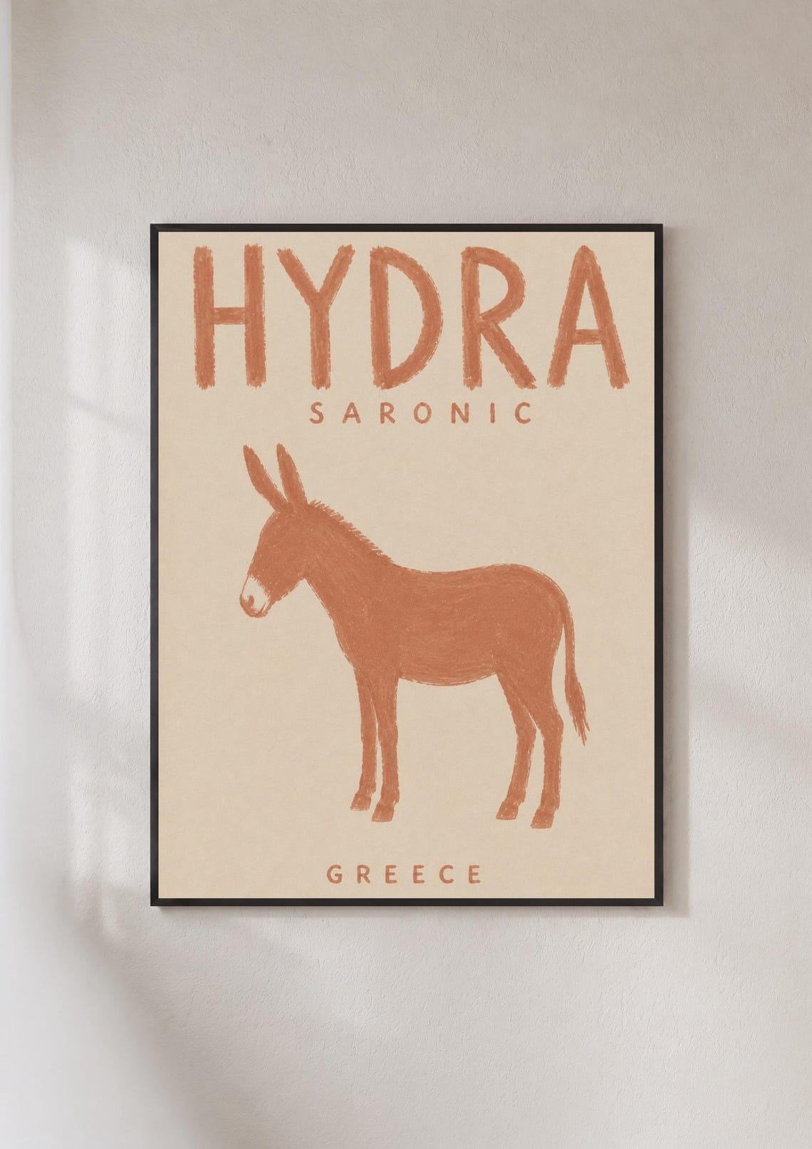 Hydra Saronic Greece Vintage Terracotta Donkey Travel Poster