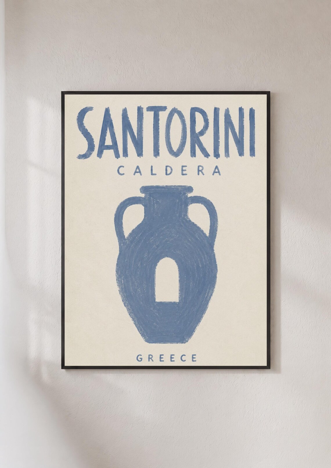 Santorini Greece Travel Poster, Greek Island Art Print