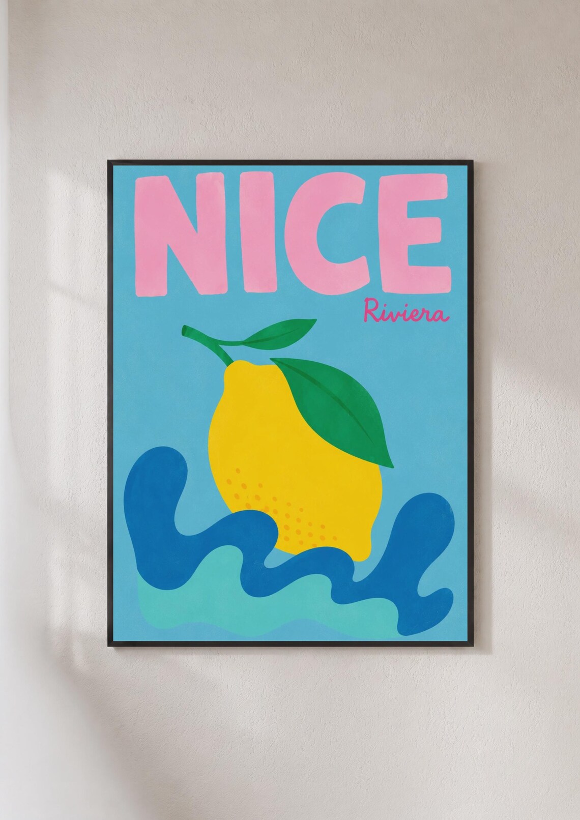 Nice Riviera Lemon Poster, French Travel Poster