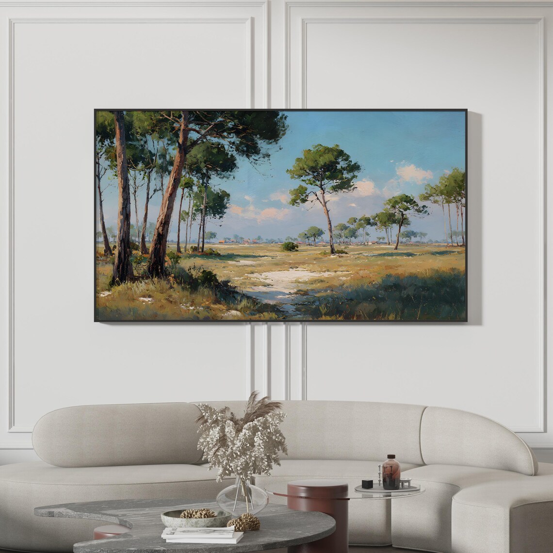 Mediterranean Pine Tree Countryside Oil Painting Landscape Poster